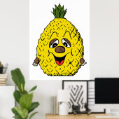 Ananas-Cartoon Face Feinschmecker, ZSSG Poster (Heimbüro)
