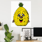 Ananas-Cartoon Face Feinschmecker, ZSSG Poster (Heimbüro)