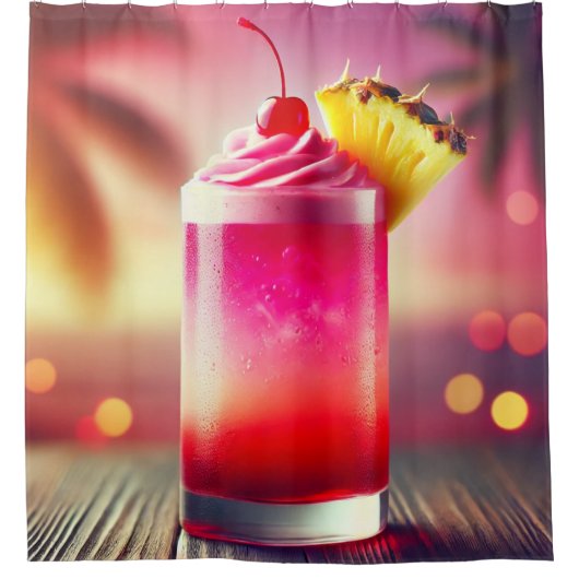 Ananas Cherry Drink Duschvorhang (Vorderseite)