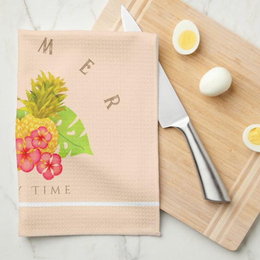 Ananas Chic Beige Geschirrtuch (Viertel Falte)