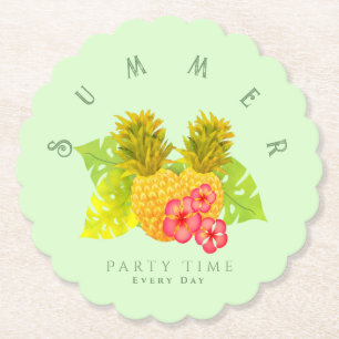 Ananas Chic Green Round Untersetzer