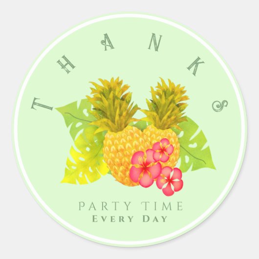 Ananas Chic Green Runder Aufkleber (Vorderseite)