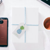 Ananas Chinoiserie Blau Personalisiert Geschenkanhänger