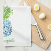 Ananas Chinoiserie Blau Weiße Preppy Custom Geschirrtuch (Viertel Falte)