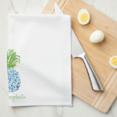 Ananas Chinoiserie Blau Weiße Preppy Custom Geschirrtuch (Viertel Falte)