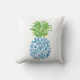 Ananas Chinoiserie Blau Weiße Preppy Kissen