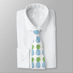 Ananas Chinoiserie Blau Weiße Preppy Krawatte