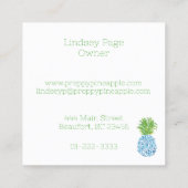 Ananas Chinoiserie Blau Weiße Preppy Quadratische Visitenkarte (Rückseite)