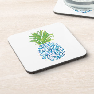 Ananas Chinoiserie Blau Weiße Vornehmheit Getränkeuntersetzer