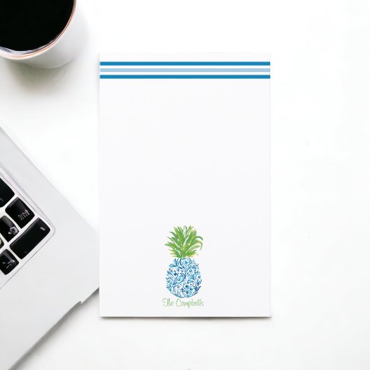 Ananas Chinoiserie Blue White Preppy Name