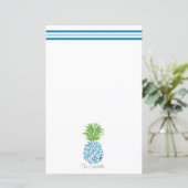 Ananas Chinoiserie Blue White Preppy Name (Stehend Vorderseite)