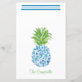 Ananas Chinoiserie Blue White Preppy Name (Rückseite)