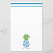 Ananas Chinoiserie Blue White Preppy Name (Vorderseite)