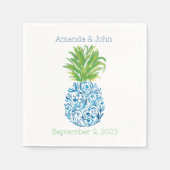 Ananas Chinoiserie Blue White Preppy Wedding Serviette (Vorderseite)