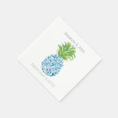 Ananas Chinoiserie Blue White Preppy Wedding Serviette (Ecke)