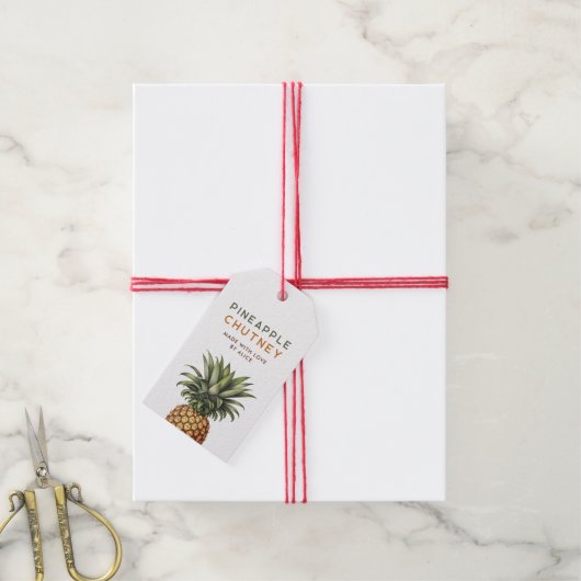 Ananas-Chutney-Hüttenkonserve Geschenkanhänger (Mit Garn)