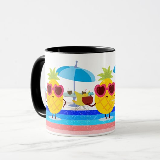 Ananas Coconut Umbrella Summer Beach Vibes Art Tasse (Vorderseite Links)