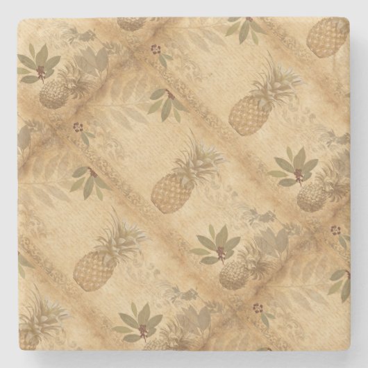 Ananas-Collage im altmodischen Stil Steinuntersetzer (Vorderseite)