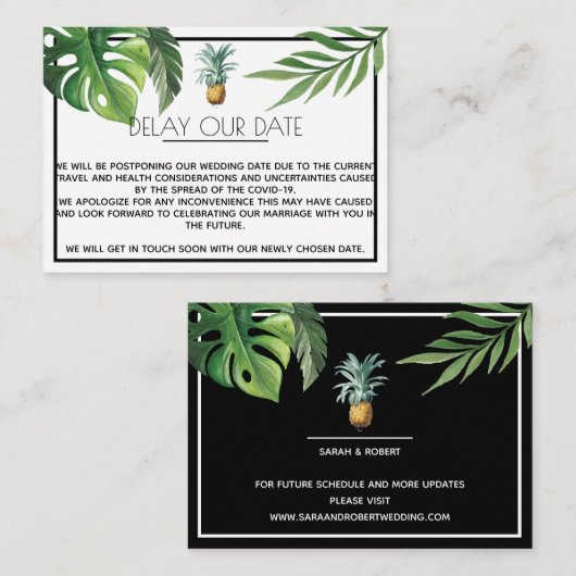 Ananas Delight Tropical Foliage Delay The Date Begleitkarte (Vorne/Hinten)