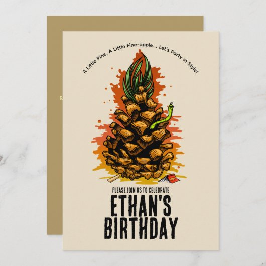 Ananas Der ultimative Geburtstagsbash Einladung (Vorne/Hinten)