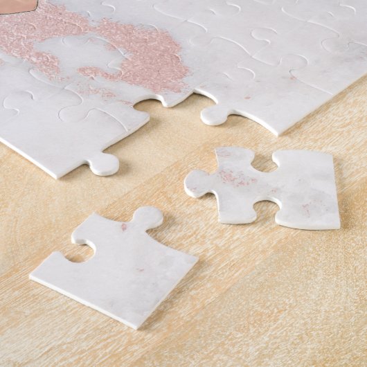 Ananas-Design auf rosa Marmor Puzzle (Seite)