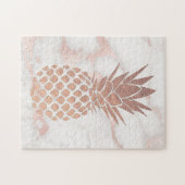 Ananas-Design auf rosa Marmor Puzzle (Horizontal)