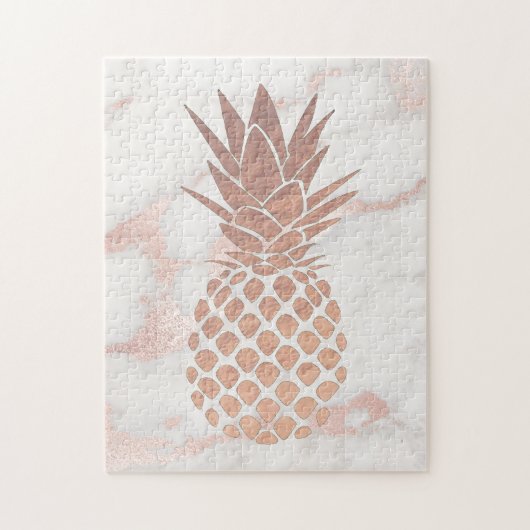Ananas-Design auf rosa Marmor Puzzle (Vertikal)