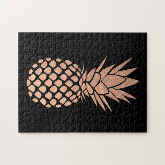Ananas-Design auf schwarzem Hintergrund Puzzle (Horizontal)