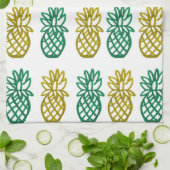 Ananas Design Grün und Gold Geschirrtuch (Gefaltet)