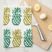 Ananas Design Grün und Gold Geschirrtuch (Viertel Falte)