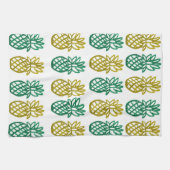 Ananas Design Grün und Gold Geschirrtuch (Horizontal)