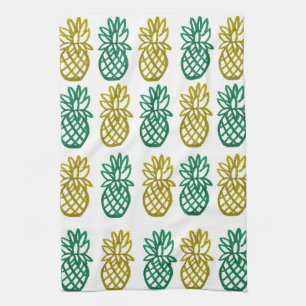 Ananas Design Grün und Gold Geschirrtuch