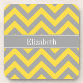 Ananas Dk Gray LG Zickzack Dk Grau Name Monogramm Untersetzer (Vorderseite)