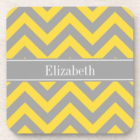 Ananas Dk Gray LG Zickzack Dk Grau Name Monogramm Untersetzer (Vorderseite)