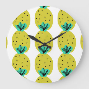 Ananas Doodle Küchenfrucht Große Wanduhr