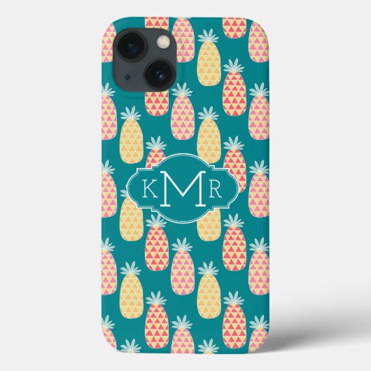 Ananas Doodle Muster | Monogramm Case-Mate iPhone Hülle (Rückseite)