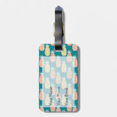 Ananas-Doodle-Muster| Monogramm Gepäckanhänger (Rückseite vertikal)