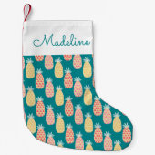 Ananas-Doodle-Muster| Name hinzufügen Kleiner Weihnachtsstrumpf (Vorderseite)
