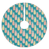 Ananas-Doodle-Muster Polyester Weihnachtsbaumdecke (Vorderseite)