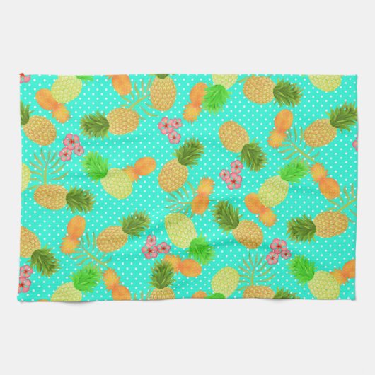 Ananas Dots Aquamarin Geschirrtuch (Horizontal)