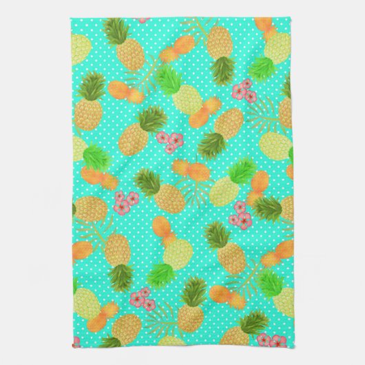 Ananas Dots Aquamarin Geschirrtuch (Vertikal)