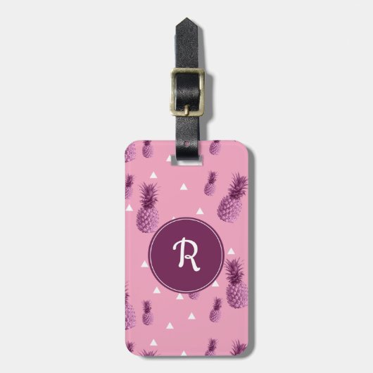 Ananas-Dreieckmuster des Sommers tropisches rosa Gepäckanhänger (Vorderseite vertikal)