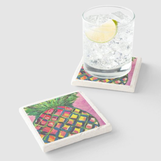 Ananas Drink Coasters Steinuntersetzer (Seitenansicht)