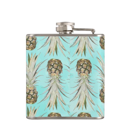 Ananas-Dschungel - Aqua Flachmann (Rückseite)