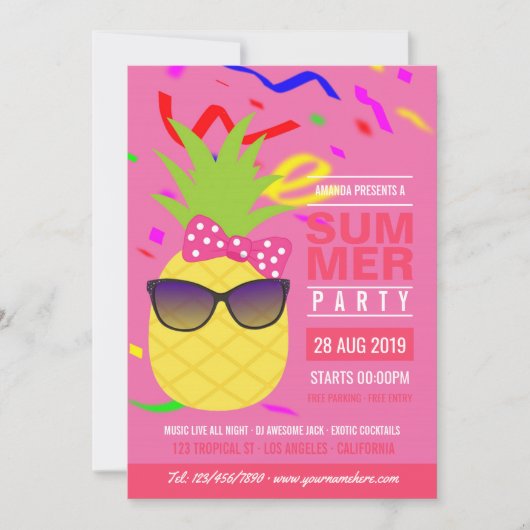 Ananas Einladung (Vorderseite)
