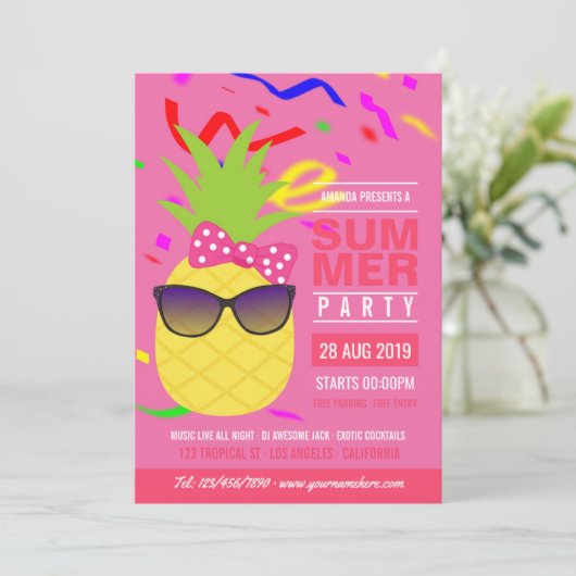 Ananas Einladung (Stehend Vorderseite)