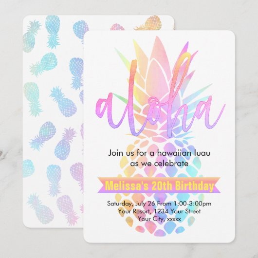 Ananas Einladung (Vorne/Hinten)