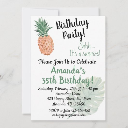 Ananas Einladung (Vorderseite)