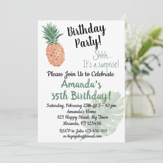 Ananas Einladung (Stehend Vorderseite)