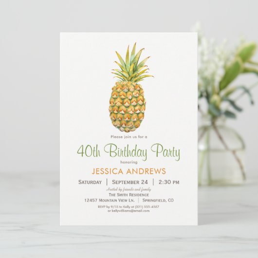 Ananas Einladung zum Geburtstag (Stehend Vorderseite)